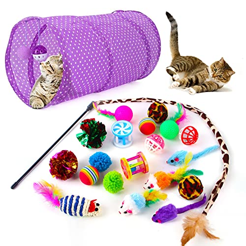 YCYUYK Katzenspielzeug Set Spiralfedern Sortierte Katzenbälle mit Glöckchen Knistern Pelz Katzenmaus Katzenspielzeug Variety Pack für Katzen Kätzchen Interaktives Set-22 von YCYUYK