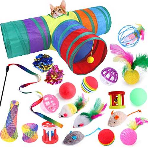 YCYUYK Katzenspielzeug Set Spiralfedern Sortierte Katzenbälle mit Glöckchen Knistern Pelz Katzenmaus Katzenspielzeug Variety Pack für Katzen Kätzchen Interaktives Set-6 von YCYUYK