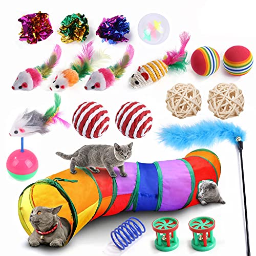 YCYUYK Katzenspielzeug Sortiert Set Langlebiges Interaktives Katzenspielzeug, Katzenstab, Glockenball, Maus Frühling Katzentunnel, Variety Pack für Kitty Baumwollball Kätzchen Spielzeug Combo Set-20 YCYUYK Katzenspielzeug Sortiert Set Langlebiges Interaktives Katzenspielzeug, Katzenstab, Glockenball, Maus Frühling Katzentunnel, Variety Pack für Kitty Baumwollball Kätzchen Spielzeug Combo Set-20 von YCYUYK
