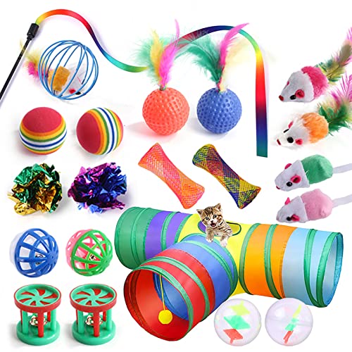 YCYUYK Katzenspielzeug Sortiert Set Langlebiges Interaktives Katzenspielzeug, Katzenstab, Glockenball, Maus Frühling Katzentunnel, Variety Pack für Kitty Baumwollball Kätzchen Spielzeug Combo Set-12 YCYUYK Katzenspielzeug Sortiert Set Langlebiges Interaktives Katzenspielzeug, Katzenstab, Glockenball, Maus Frühling Katzentunnel, Variety Pack für Kitty Baumwollball Kätzchen Spielzeug Combo Set-12 von YCYUYK
