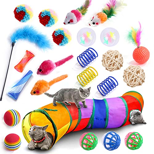 YCYUYK Katzenspielzeug Sortiert Set Langlebiges Interaktives Katzenspielzeug, Katzenstab, Glockenball, Maus Frühling Katzentunnel, Variety Pack für Kitty Baumwollball Kätzchen Spielzeug Combo Set-26 YCYUYK Katzenspielzeug Sortiert Set Langlebiges Interaktives Katzenspielzeug, Katzenstab, Glockenball, Maus Frühling Katzentunnel, Variety Pack für Kitty Baumwollball Kätzchen Spielzeug Combo Set-26 von YCYUYK