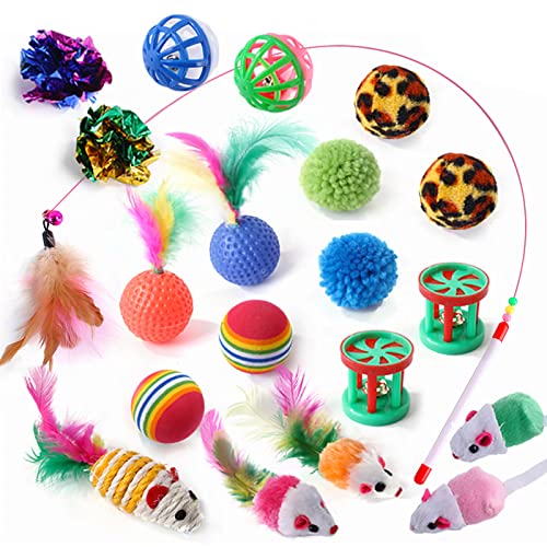 YCYUYK Katzenspielzeug Sortiert Set Langlebiges Interaktives Katzenspielzeug, Katzenstab, Glockenball, Maus Frühling Katzentunnel, Variety Pack für Kitty Baumwollball Kätzchen Spielzeug Combo Set-2 YCYUYK Katzenspielzeug Sortiert Set Langlebiges Interaktives Katzenspielzeug, Katzenstab, Glockenball, Maus Frühling Katzentunnel, Variety Pack für Kitty Baumwollball Kätzchen Spielzeug Combo Set-2 von YCYUYK