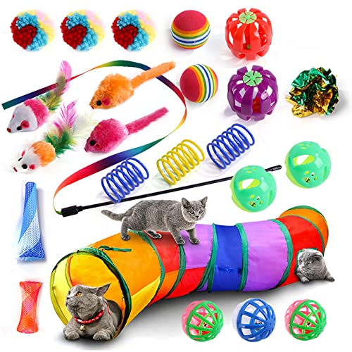YCYUYK Katzenspielzeug Sortiert Set Langlebiges Interaktives Katzenspielzeug, Katzenstab, Glockenball, Maus Frühling Katzentunnel, Variety Pack für Kitty Baumwollball Kätzchen Spielzeug Combo Set-25 YCYUYK Katzenspielzeug Sortiert Set Langlebiges Interaktives Katzenspielzeug, Katzenstab, Glockenball, Maus Frühling Katzentunnel, Variety Pack für Kitty Baumwollball Kätzchen Spielzeug Combo Set-25 von YCYUYK