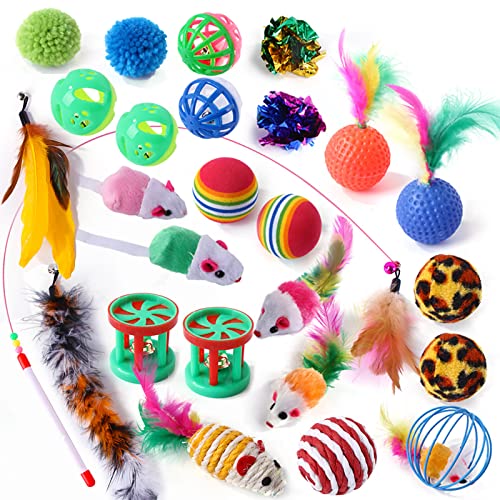 YCYUYK Katzenspielzeug Sortiert Set Langlebiges Interaktives Katzenspielzeug, Katzenstab, Glockenball, Maus Frühling Katzentunnel, Variety Pack für Kitty Baumwollball Kätzchen Spielzeug Combo Set-6 von YCYUYK