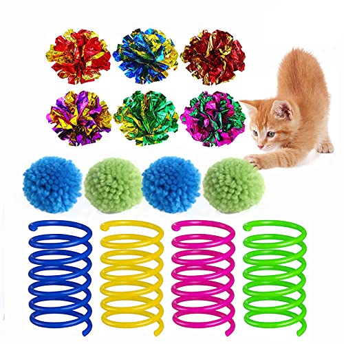 YCYUYK Katzenspielzeug Sortiert Set Langlebiges Interaktives Katzenspielzeug, Katzenstab, Glockenball, Maus Frühling Katzentunnel, Variety Pack für Kitty Baumwollball Kätzchen Spielzeug Combo Set-16 von YCYUYK