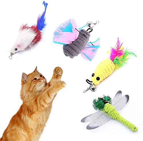 YCYUYK Katzenstab-Spielzeug, interaktives Katzenspielzeug, interaktiver Katzenstab-Ersatz, Katzenstab-Nachfüllaufsätze für Indoor-Katzen, 4er-Pack, Stil-A von YCYUYK