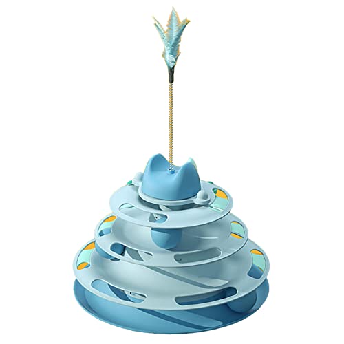 YCYUYK SwingStar Katzenspielzeug, interaktives Katzenspielzeug mit beweglichen Bällen, 3 Ebenen, Katzenballturm, Kitty-Spielzeug, Rolle für Laufübungen, Blau YCYUYK SwingStar Katzenspielzeug, interaktives Katzenspielzeug mit beweglichen Bällen, 3 Ebenen, Katzenballturm, Kitty-Spielzeug, Rolle für Laufübungen, Blau von YCYUYK
