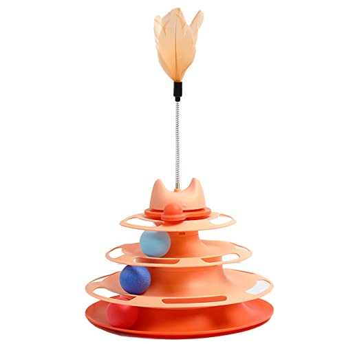 YCYUYK SwingStar Katzenspielzeug, interaktives Katzenspielzeug mit beweglichen Bällen, 3-stufiger Katzenballturm, Kitty-Spielzeug-Roller für Laufübungen, Orange YCYUYK SwingStar Katzenspielzeug, interaktives Katzenspielzeug mit beweglichen Bällen, 3-stufiger Katzenballturm, Kitty-Spielzeug-Roller für Laufübungen, Orange von YCYUYK