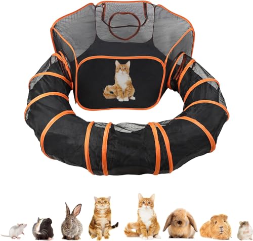 Kleintierstall im Freien 4 in 1 Tunnelzelt für Katzen und Hunde, tragbarer Zaun für Katzen mit Katzentunnel für Katzen, faltbar, für draußen/innen, für kleine Tiere, Zelt für Tiere Dom Kleintierstall im Freien 4 in 1 Tunnelzelt für Katzen und Hunde, tragbarer Zaun für Katzen mit Katzentunnel für Katzen, faltbar, für draußen/innen, für kleine Tiere, Zelt für Tiere Dom von YDHSIKK