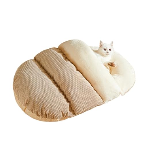 Geschlossenes Katzenbett mit Wärme- und Sicherheitsfunktionen for Katzen in Mehrkatzenfamilien. Ganzjahres-Haustiersofa-Zubehör(Beige,80x50cm) von YDYAENIO