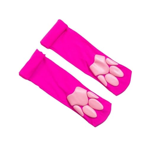 Kniehohe Socken mit Katzenpfoten, Oberschenkelhoch, Strumpf mit Pfotenpolsterung, Kätzchenpfote, Kniestrümpfe (Rosarot) von YDYAENIO