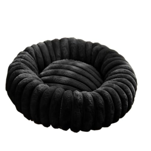 YDYAENIO 40–70 cm rundes Haustierbett for Hunde, superweiche Katzen, langes Plüschhaus, mittelgroß, for den Winter, Warmer Schlaf(Black,L 60cm) von YDYAENIO