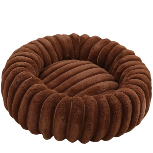 YDYAENIO 40–70 cm rundes Haustierbett for Hunde, superweiche Katzen, langes Plüschhaus, mittelgroß, for den Winter, Warmer Schlaf(Brown,S 40cm) von YDYAENIO
