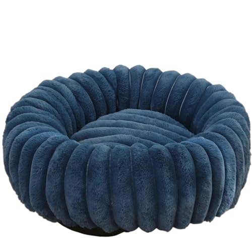 YDYAENIO 40–70 cm rundes Haustierbett for Hunde, superweiche Katzen, langes Plüschhaus, mittelgroß, for den Winter, Warmer Schlaf(Dark Blue,M 50cm) von YDYAENIO