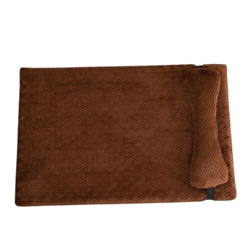 YDYAENIO Bequemes, kurzes Hundebett aus Plüsch, großer Zwinger, elastischer 3D-Schwamm, Katzenbettmatte for mittelgroße Hunde, Sofa, weiches Welpenkissen mit Kissen(Coffee,XL) von YDYAENIO