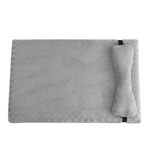 YDYAENIO Bequemes, kurzes Hundebett aus Plüsch, großer Zwinger, elastischer 3D-Schwamm, Katzenbettmatte for mittelgroße Hunde, Sofa, weiches Welpenkissen mit Kissen(Light Gray,XL) von YDYAENIO