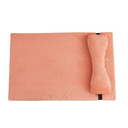 YDYAENIO Bequemes, kurzes Hundebett aus Plüsch, großer Zwinger, elastischer 3D-Schwamm, Katzenbettmatte for mittelgroße Hunde, Sofa, weiches Welpenkissen mit Kissen(Pink,L) von YDYAENIO