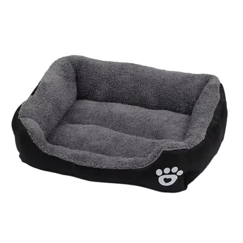 YDYAENIO Großes Hundebett for Haustiere, warmes Haus, Bonbonfarben, quadratisches Nest, Haustierzwinger for kleine, mittelgroße und große Hunde, Katzen, Welpen, Übergröße(Black,XL 70x 50cm) von YDYAENIO