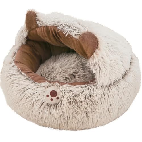 YDYAENIO Haustierbett, superweich, waschbar, Plüsch, Zwinger, Tiefe Schlafstreu, Matte, Haus, Sofa, Anzüge for Chihuahua-Katzen, Heimkorb(Brown,65cm) von YDYAENIO