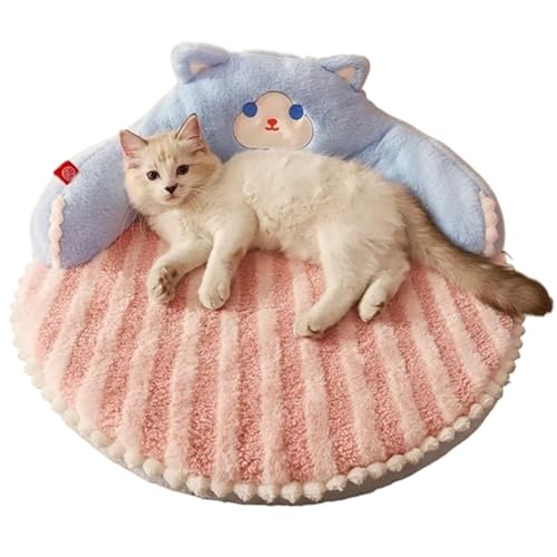 YDYAENIO Haustierbett for Katzen, Hunde, Kätzchen, Schlafbetten und Sofa for Katzen, süßes Kissen, superweiches Zwingerzubehör(Blue) von YDYAENIO