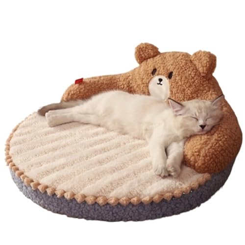 YDYAENIO Haustierbett for Katzen, Hunde, Kätzchen, Schlafbetten und Sofa for Katzen, süßes Kissen, superweiches Zwingerzubehör(Brown) von YDYAENIO