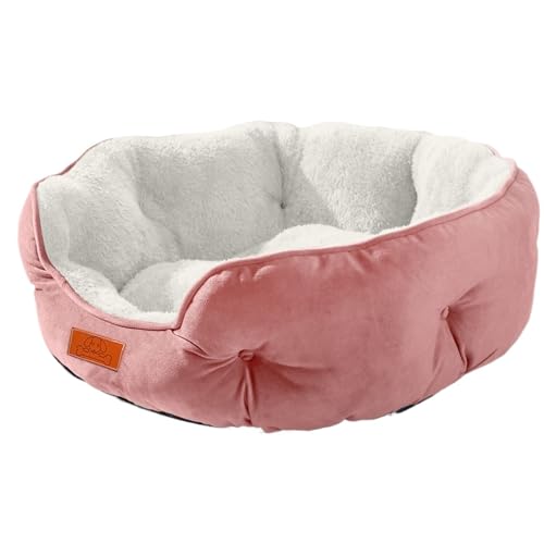 YDYAENIO Haustierbett for kleine und große Haustiere, weich, waschbar, rutschfeste Unterseite, wasserabweisend, grau, 50 cm(Pink) von YDYAENIO