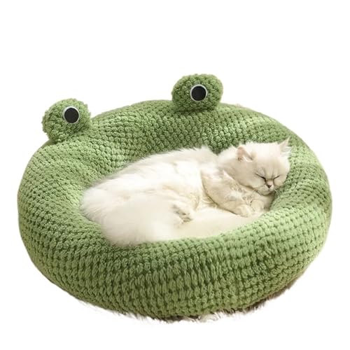 YDYAENIO Haustiernest Winterschutz Kalt Warm Hundehöhle Katzenvilla Kleine Froschform Halbgeschlossene Kätzchen Welpen Plüschmatratze Zubehör(Circular Fossa) von YDYAENIO