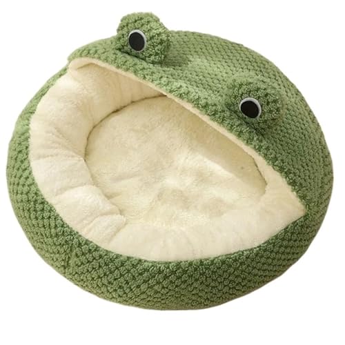 YDYAENIO Haustiernest Winterschutz Kalt Warm Hundehöhle Katzenvilla Kleine Froschform Halbgeschlossene Kätzchen Welpen Plüschmatratze Zubehör(Half shed Fossa) von YDYAENIO