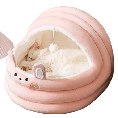 YDYAENIO Hundesofabett Winter Warm Schöne Umarmung Bär Plüschnest for Kleine Mittelgroße Hunde Katze Weiche Kissen Innenmatten(Pink,S) von YDYAENIO