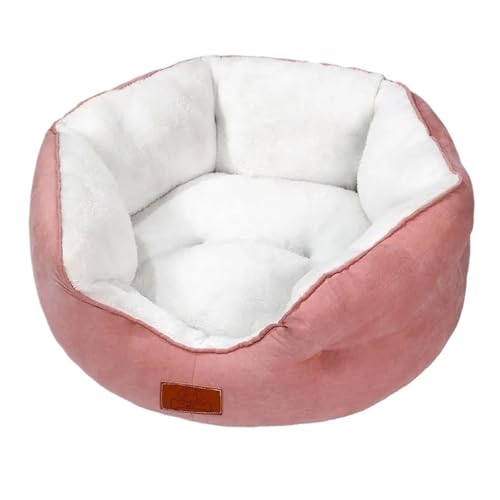 YDYAENIO Katzen Hundebett Winter Warme Haustiermatte Schlaf Gemütliches Hundehauskissen Weiche Couch Katzenkörbe Plüsch Schlafzwinger Zubehör(Pink,S 42X52X20cm) von YDYAENIO