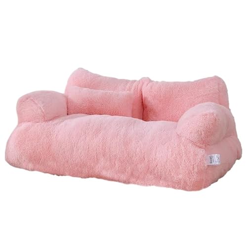 YDYAENIO Katzenbett, Sofa, Winter, warmes Nest, Haustierbett for kleine und mittelgroße Hunde, Katzen, bequemer Plüsch, Welpen, Heimtierbedarf(Pink,55x38x18cm) von YDYAENIO