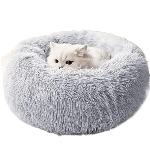 YDYAENIO Katzenbett, warmes Schlafnest, weich, lang, Plüsch, bestes Haustier for Hunde, Korb, Kissen, Matte, Tiere(Grey,50x50cm) von YDYAENIO