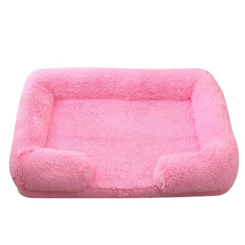 YDYAENIO Quadratisches Hundebett, Plüsch, for den Winter, verdickte Unterlage, Haus for Hunde, Katzen, Sofa, Flyffy, Schlafmatte, abnehmbar(Pink,S 42X35CM) von YDYAENIO