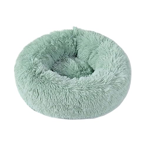 YDYAENIO Rundes Katzenbett, Hundehütte, rutschfest, for den Winter, warm, for langes, weiches Plüschkissen for Welpen(Cream,60cm) von YDYAENIO