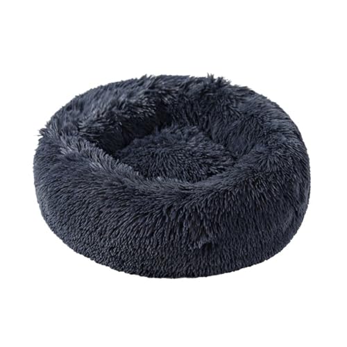 YDYAENIO Rundes Katzenbett, Hundehütte, rutschfest, for den Winter, warm, for langes, weiches Plüschkissen for Welpen(Dark Blue,60cm) von YDYAENIO