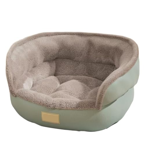 YDYAENIO Rundes Plüsch-Hunde-/Katzenbett-Sofa, klein, Anti-Angst-Kuscheltier, Haustiernester for kleine/mittlere/große(Green,L 60X52CM) von YDYAENIO