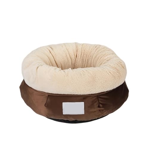 YDYAENIO Samtplüsch-Katzenbettkorb, Nisthaus, Schlafsack, Zwinger, Winter, warme Betten, Kissen for kleine Hunde(Coffee,M 60cm) von YDYAENIO
