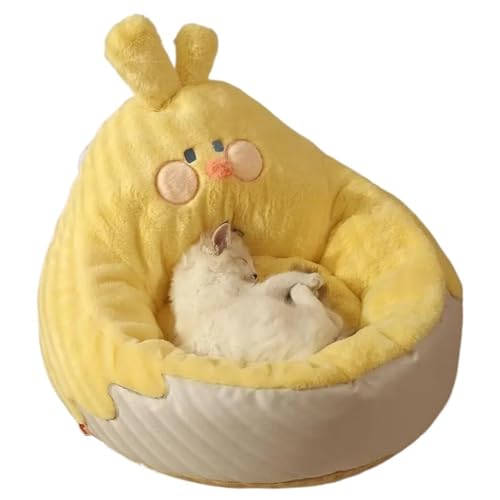 YDYAENIO Vier Jahreszeiten Universal Katze Bett Kätzchen Halb Geschlossene Pet Supplies Winter Schlaf Nest Warm(Yellow) von YDYAENIO