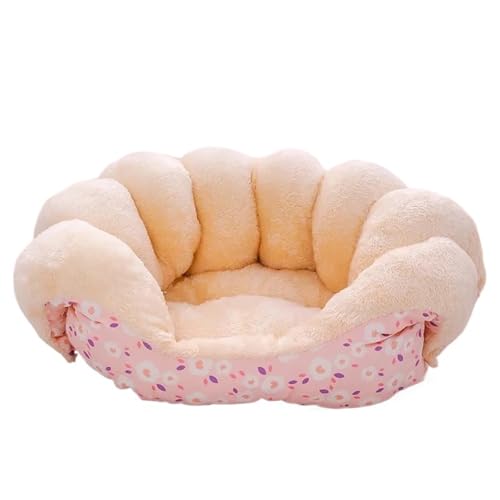 YDYAENIO Warmes Katzenbettnest, kleine Hundehütte, Winter, dick, for Haustiere, Welpen, Schlafsack, superweiches Plüschkissen(Pink,S 50X36X21CM) von YDYAENIO