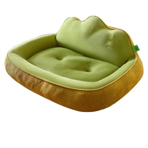 YDYAENIO Waschbares Schlafsofa for große Hunde, rutschfestes Design, Nackenschutz, Haustiermatratze, Kissen, weiches Schlafnest for Vier Jahreszeiten, Zubehör(Yellow Green,60X45CM) von YDYAENIO