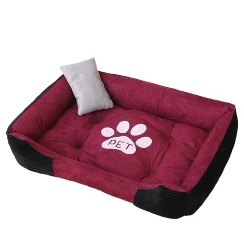 YDYAENIO Weiches Sofa Hundebetten Fleece Warmes Bett for kleine große Übergröße wasserdichte Unterseite Haustier Katze Herbst Winter(Wine Red,45X35cm) von YDYAENIO