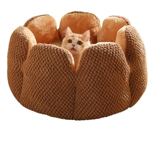 YDYAENIO Winter Cattery Pet Cactus Nest Verdickt Fleece Katze Bett Warm Kennel Pad(Brown,M) von YDYAENIO