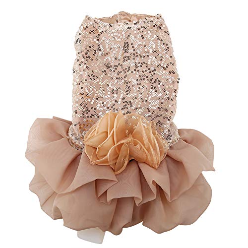 Sommer Haustität Tuch Kleines Hund Haustierkleid, Hundekleid Stickkleider Hundekleider Haustier Kleidung Hundekleid Welpe Paillettenprinzessin Blase Rock Hochzeit Kostüm (M) von YDuupxe