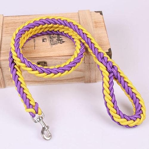 1,2 m lange Hundeleine, handgestrickt, Nylonseil, Eisenschnalle, Haustier-Traktionsseil für große Hunderassen, Traktionsseil, goldfarben 1,2 m lange Hundeleine, handgestrickt, Nylonseil, Eisenschnalle, Haustier-Traktionsseil für große Hunderassen, Traktionsseil, goldfarben von YEAG