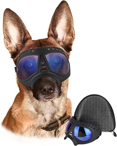 ATUBAN Hundebrille, große Hunde-Sonnenbrille, große Rassen, winddicht, schneefest, Augenschutz, Hundebrille für Outdoor, Autofahren, Radfahren von YEAG