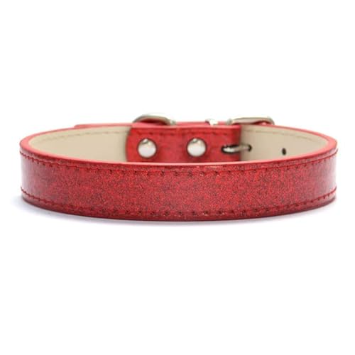 Bling Leder Hundehalsband Katzenhalsband Glitzer Material Welpen Halsband Halsbänder für kleine mittelgroße und große Hunde Zubehör Rot Rosa XS-3XL von YEAG