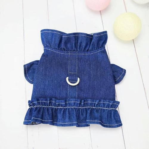 Denim Hundeweste mit Traktion D-Ring Sommer Hundekleid Jean Haustier Kleidung für kleine Hunde Chihuahua Shirt Yorkie Mops Welpen Katze Rock von YEAG