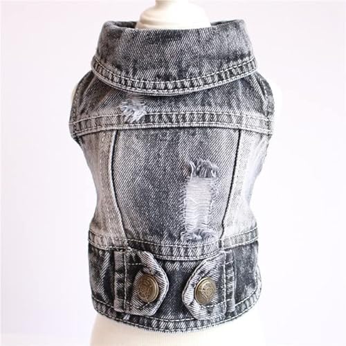 Denim-Katzenkleidung für Katzen, Katzenmantel, Jeansjacke, lässige Outfits, Kleidung für Kätzchen, kleine Hunde, Chihuahua, Französische Bulldogge von YEAG