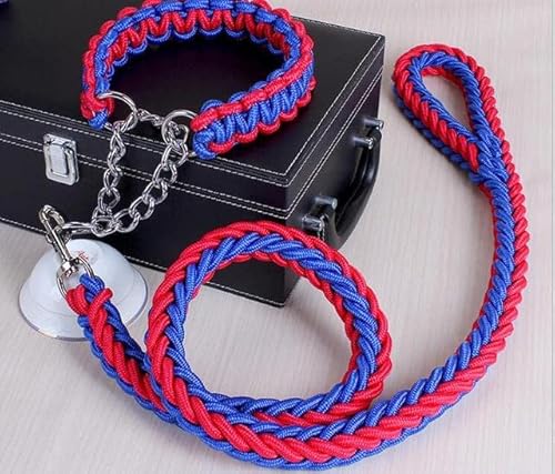 Doppelstrang-Seil, große Hundeleinen, Metall, P-Kette, Schnalle, nationale Farbe, Haustier-Traktionsseil, Halsband-Set für große Hunde, 1,2 m Länge Doppelstrang-Seil, große Hundeleinen, Metall, P-Kette, Schnalle, nationale Farbe, Haustier-Traktionsseil, Halsband-Set für große Hunde, 1,2 m Länge von YEAG
