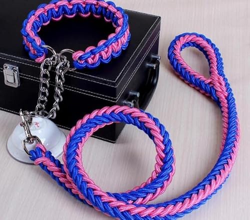 Doppelstrang-Seil, große Hundeleinen, Metall, P-Kette, Schnalle, nationale Farbe, Haustier-Traktionsseil, Halsband-Set für große Hunde, 1,2 m Länge Doppelstrang-Seil, große Hundeleinen, Metall, P-Kette, Schnalle, nationale Farbe, Haustier-Traktionsseil, Halsband-Set für große Hunde, 1,2 m Länge von YEAG